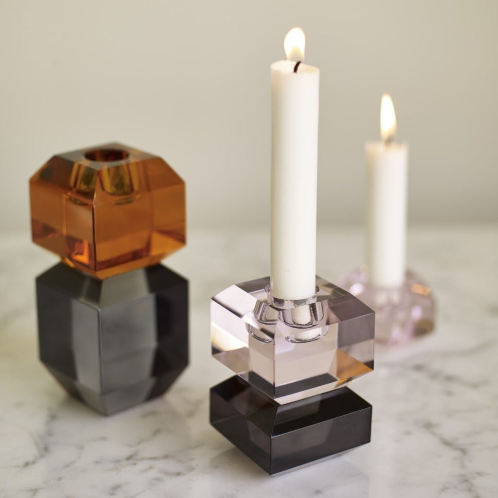 Hübsch Interior Kerzenständer Glas amber/rauch