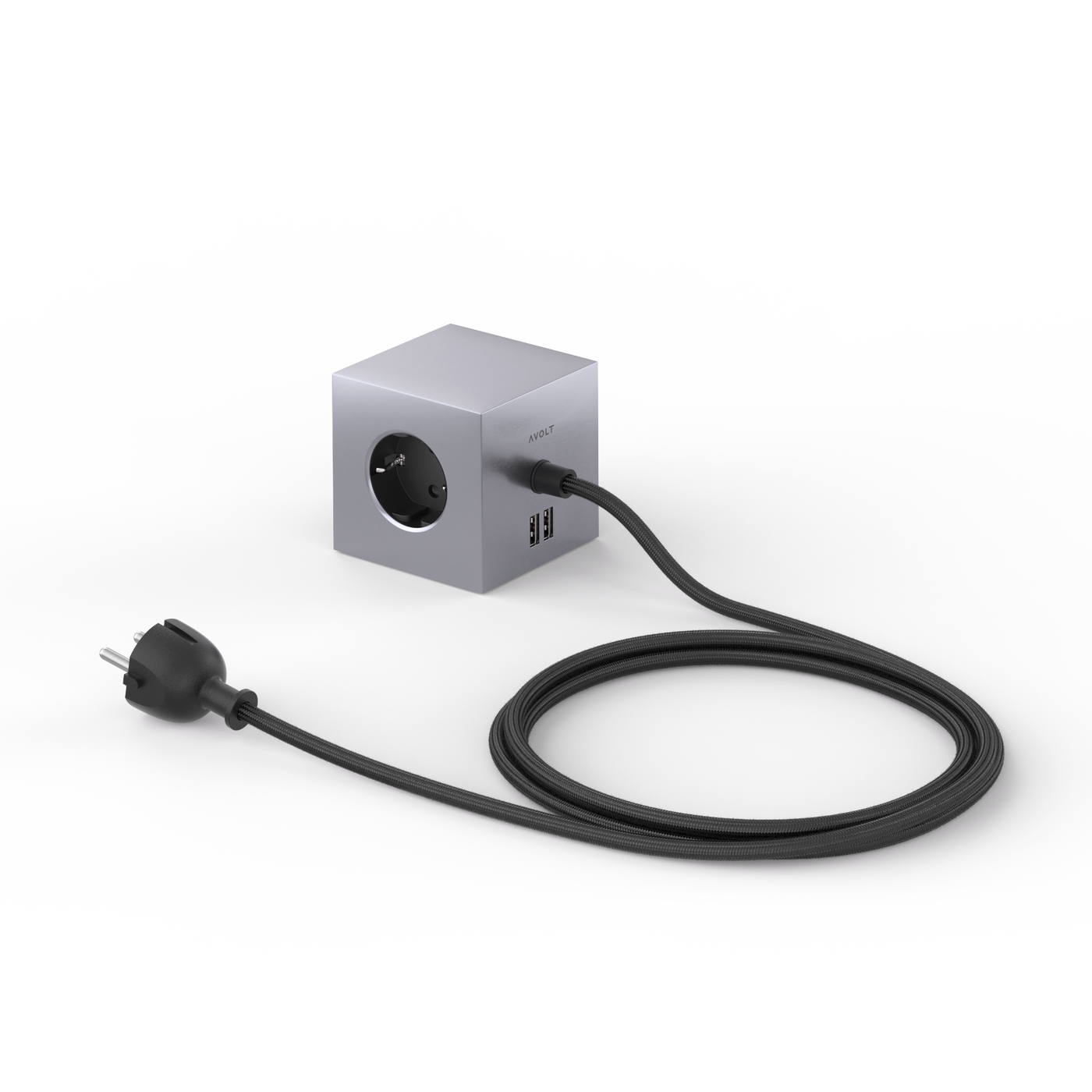 AVOLT Square 1 Steckdosenadapter USB & Magnet Aluminium