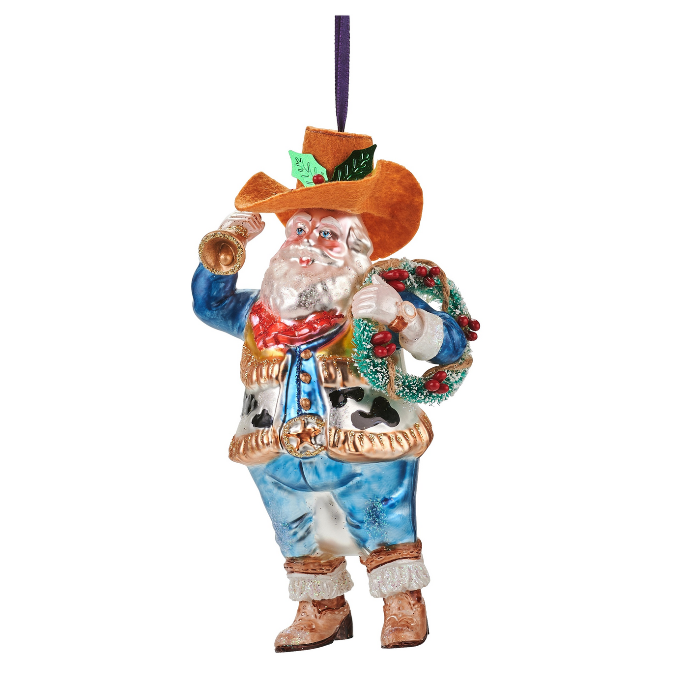 Gift Company Hänger Cowboy Santa mit Kranz