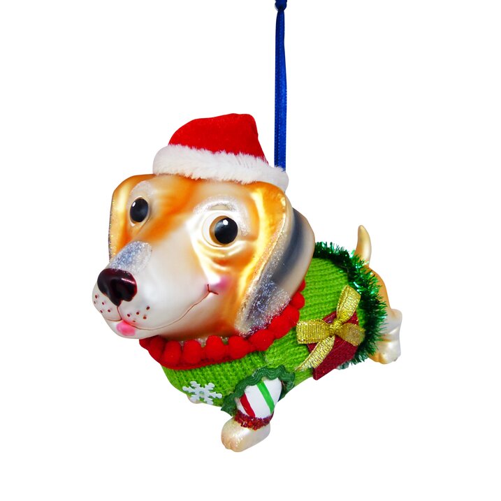 Gift Company Anhänger Hund mit Weihnachtsmütze