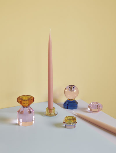 Hübsch Interior Kerzenständer Glas 2er Set bernstein/lila