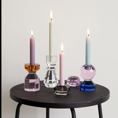 Hübsch Interior Kerzenhalter Glas blau/rosa
