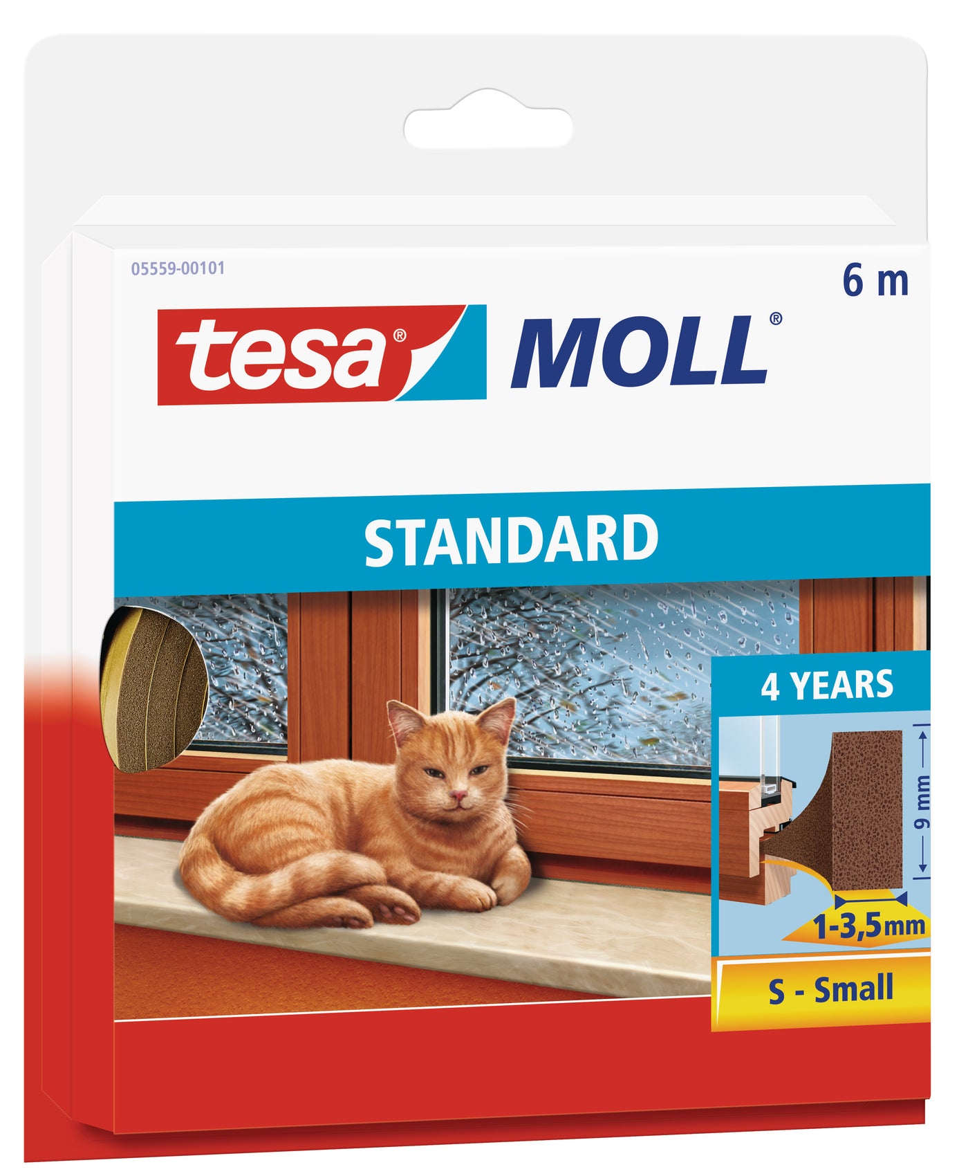 tesamoll Standard I-Profil Schaumstoffdichtung (braun, für Spalten 1-3,5 mm)