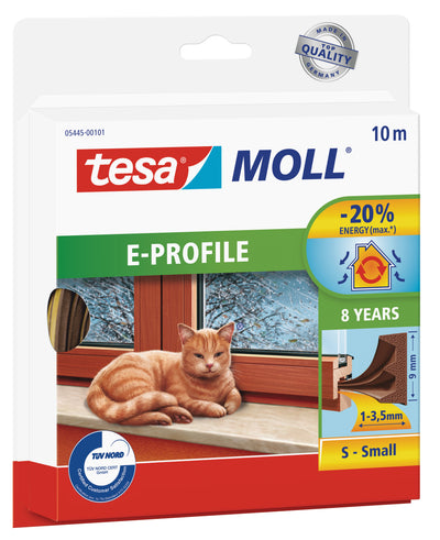 tesamoll Classic E-Profil Gummidichtung (braun, für Spalten 1-3,5 mm)