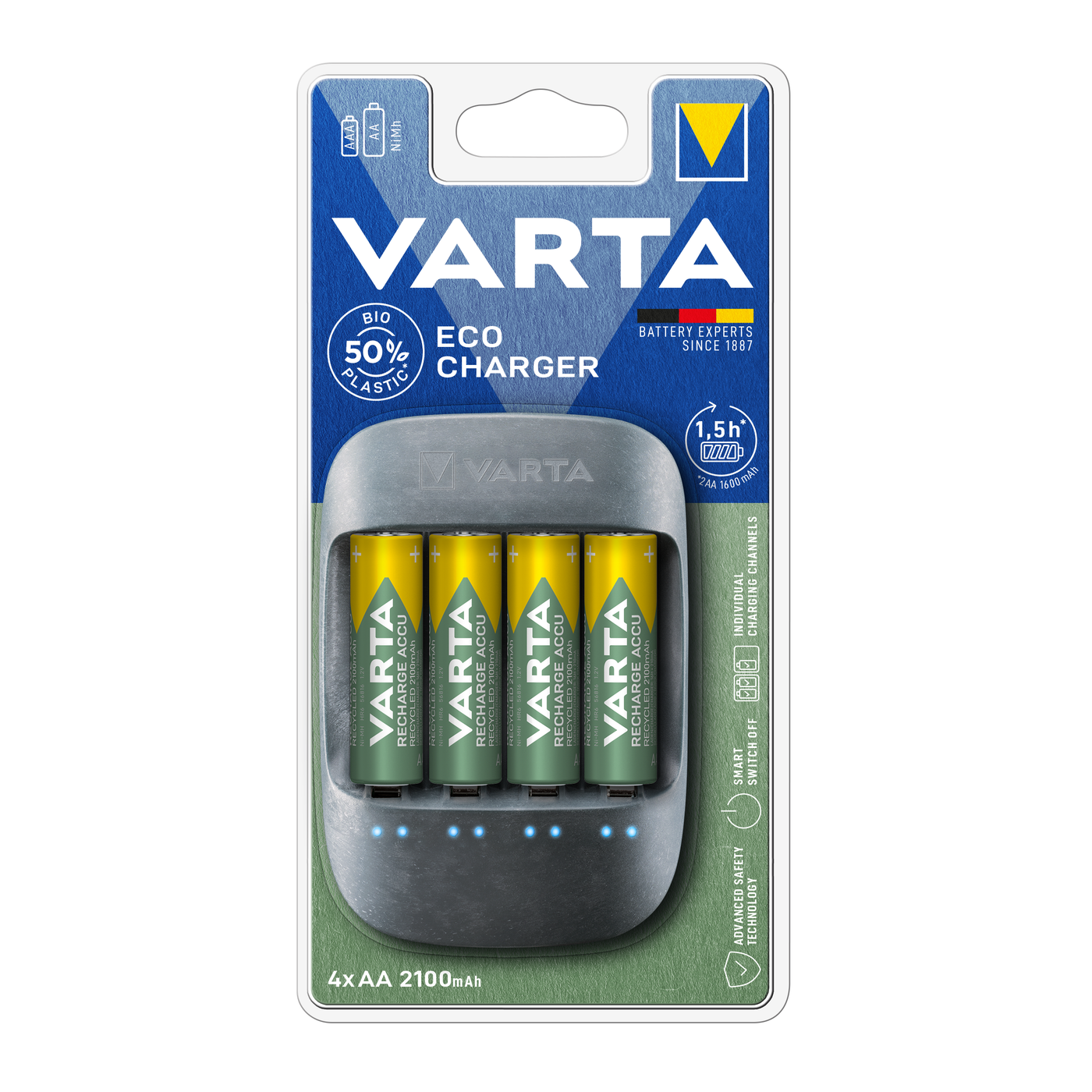VARTA Eco Ladegerät (inkl. 4x Mignon AA Akkus)